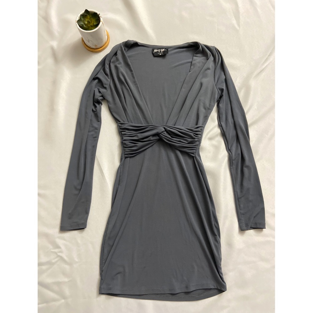 Nasty Gal long sleeve low cut Dress